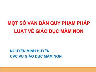 Một số văn bản quy phạm pháp luật về giáo dục mầm non